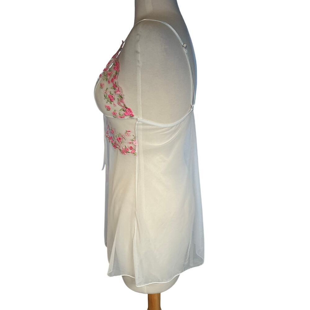 Coquette Fairy Lace Babydoll Chemise Embroidered Rose Sheer Lingerie Small - Picture 4 of 8